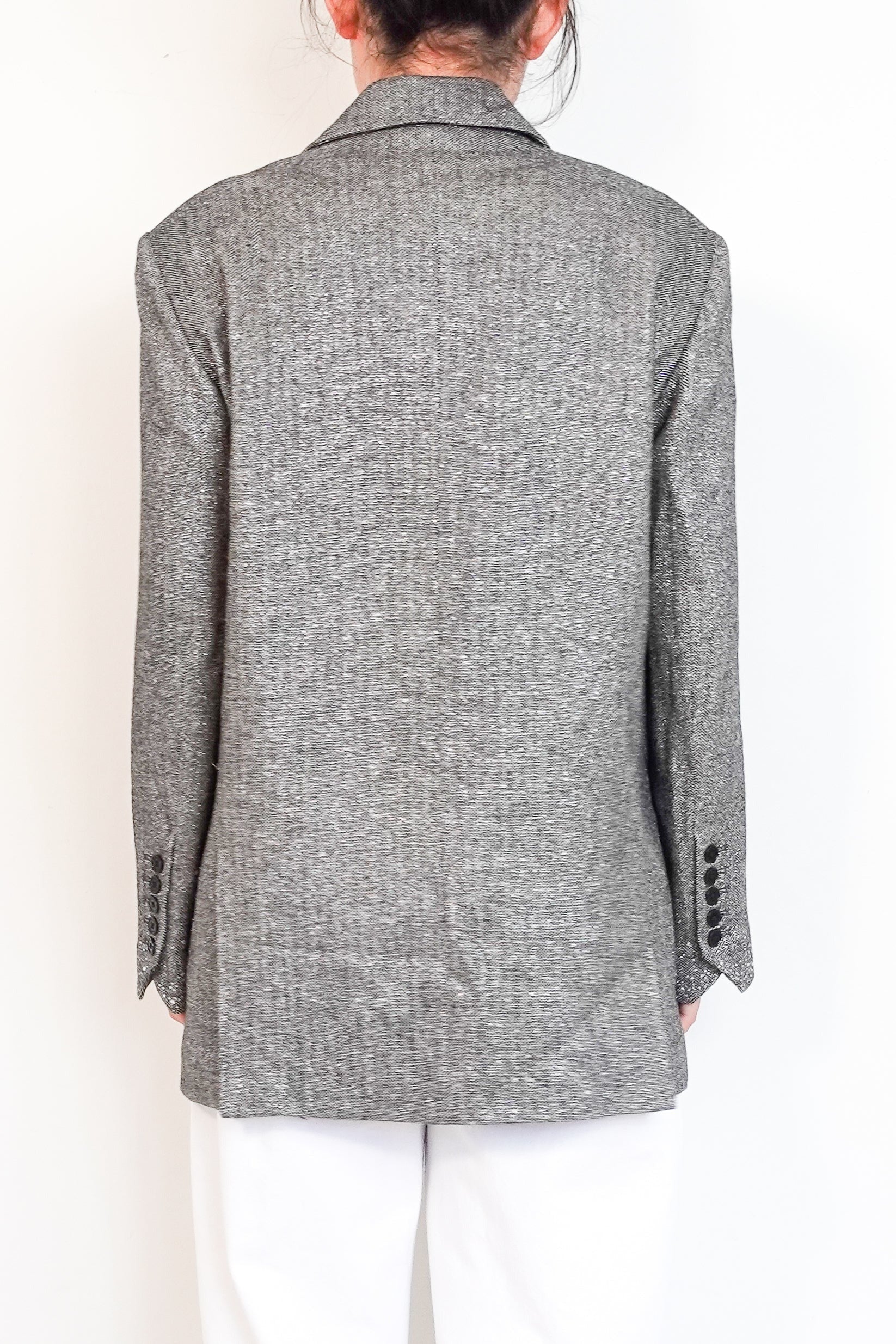 tweed evening blazer with silver finish